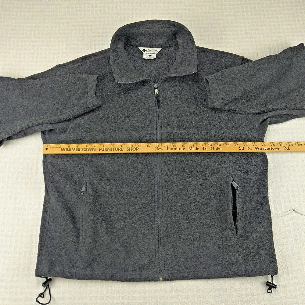 Columbia Mens Fleece Jacket Charcoal Gray Full Zip Mock Neck Large Solid Outdoor